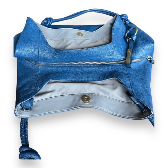 Vince Camuto Aaron Hobo Bag Purse in Pebbled Leather Blue Shade Dark Jean - Picture 7 of 15